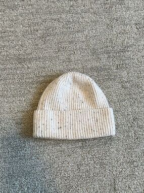 H&M Cream Speckled Rib Knit Beanie